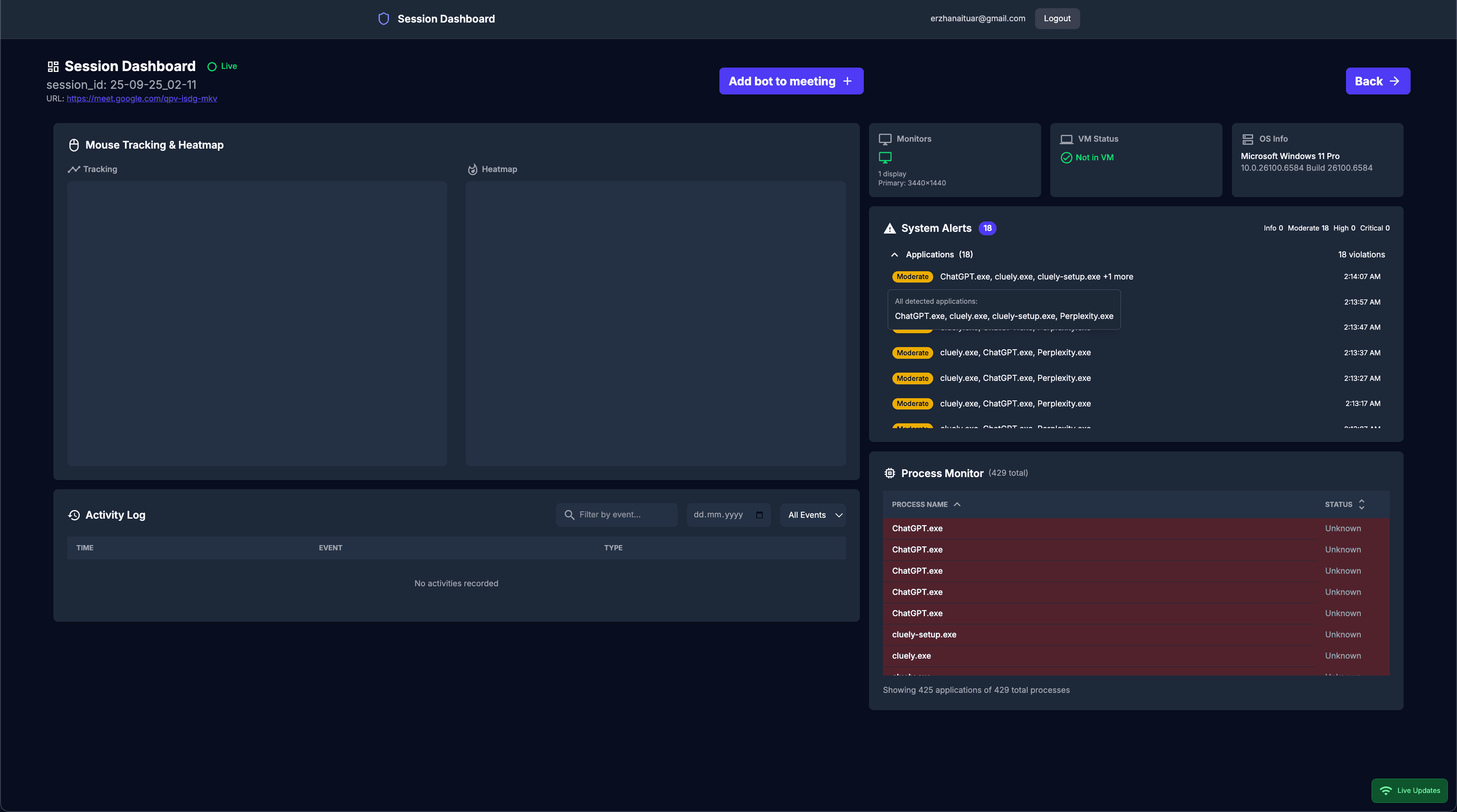 Live Monitoring Dashboard Demo